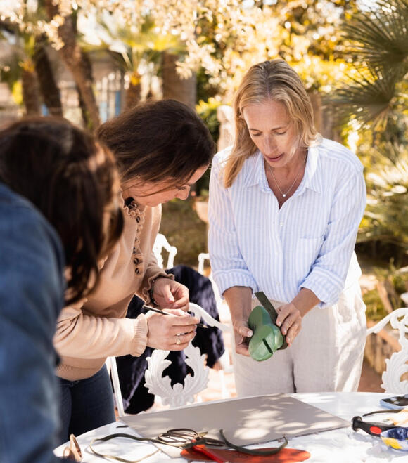 Learning the art of sandal making