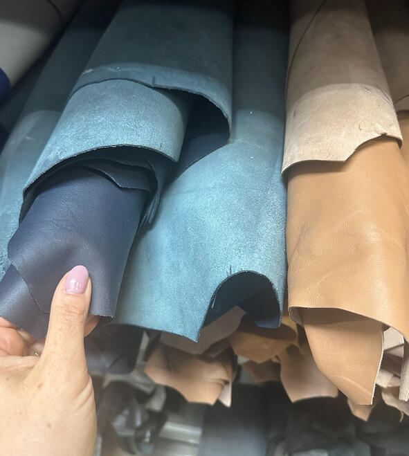 Viewing hides at my supplier's warehouse